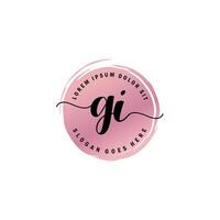 GI Initial Letter handwriting logo with circle brush template vector