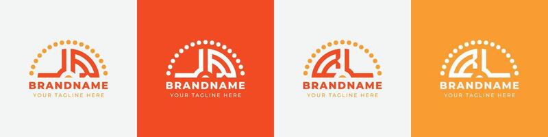 Letter RU and UR or RV and VR Sunrise  Logo Set, suitable for any business with RU, UR, RV, VR initials. vector
