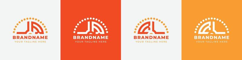 Letter RU and UR or RV and VR Sunrise  Logo Set, suitable for any business with RU, UR, RV, VR initials. vector