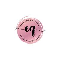 EQ Initial Letter handwriting logo with circle brush template vector