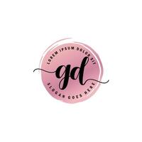 gd inicial letra escritura logo con circulo cepillo modelo vector