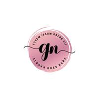 GN Initial Letter handwriting logo with circle brush template vector