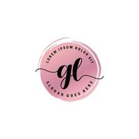 GL Initial Letter handwriting logo with circle brush template vector