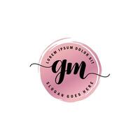 GM Initial Letter handwriting logo with circle brush template vector