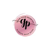 GP Initial Letter handwriting logo with circle brush template vector