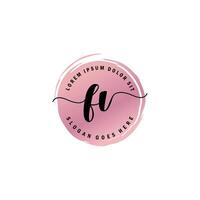 FV Initial Letter handwriting logo with circle brush template vector