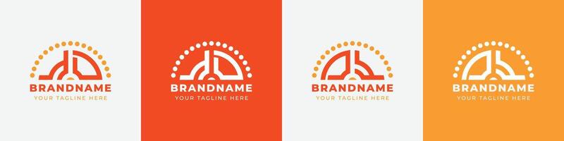 Letter DY and YD Sunrise  Logo Set, suitable for any business with DY or YD initials. vector