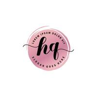 HQ Initial Letter handwriting logo with circle brush template vector