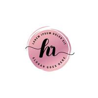 HR Initial Letter handwriting logo with circle brush template vector