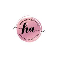 HA Initial Letter handwriting logo with circle brush template vector