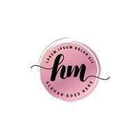 HM Initial Letter handwriting logo with circle brush template vector