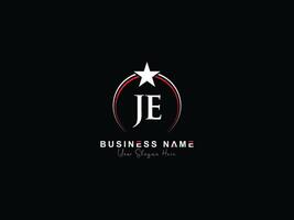 Monogram Circle Je Star Logo Design, Luxury JE Royal Logo Icon Vector