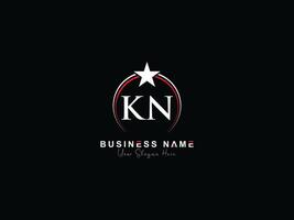 Alphabet Circle Kn Logo Star, Initial Luxury KN Letter Logo Template vector