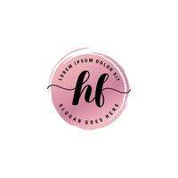 HF Initial Letter handwriting logo with circle brush template vector