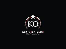 Alphabet Circle Ko Logo Star, Initial Luxury Ko Letter Logo Template vector