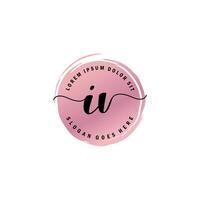 IV Initial Letter handwriting logo with circle brush template vector