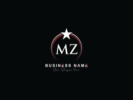 Monogram Circle Mz Luxury Logo, Creative Star MZ Logo Letter Icon Vector