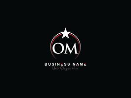 Minimalist Circle Om Logo Maker, Alphabet Star OM Luxury Logo Letter Vector