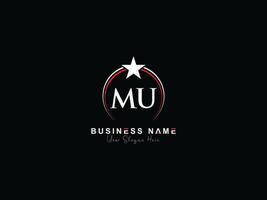 Monogram Circle Mu Luxury Logo, Creative Star MU Logo Letter Icon Vector