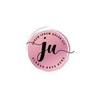 JU Initial Letter handwriting logo with circle brush template vector