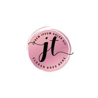 JT Initial Letter handwriting logo with circle brush template vector