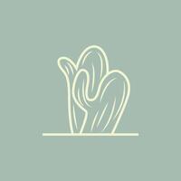 Cactus Logo, Simple Line Cactus Design, Green Plant Vector, Icon, Symbol, Illustration vector