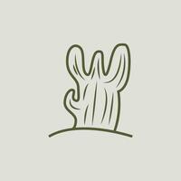 Cactus Logo, Simple Line Cactus Design, Green Plant Vector, Icon, Symbol, Illustration vector