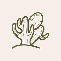 Cactus Logo, Simple Line Cactus Design, Green Plant Vector, Icon, Symbol, Illustration vector