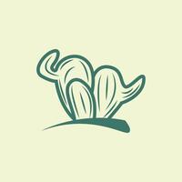 Cactus Logo, Simple Line Cactus Design, Green Plant Vector, Icon, Symbol, Illustration vector