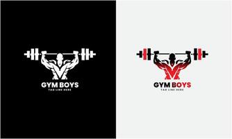 Creative Gym, fitness bodybuilding, logo icon sample, Sport man concept illustration Template vector