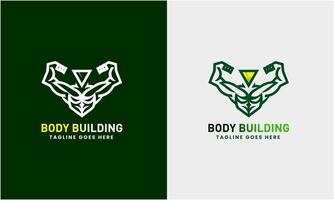 Creative Gym, fitness bodybuilding, logo icon sample, Sport man concept illustration Template vector