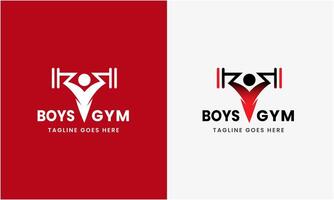 Creative Gym, fitness bodybuilding, logo icon sample, Sport man concept illustration Template vector