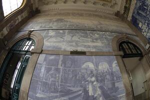 Porto old railway station sao bento painted ceramic azulejos Portugal photo