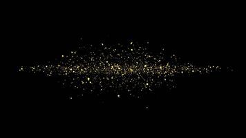 Gold particles abstract background with shining golden particle stars dust on dark galaxy. Beautiful futuristic glittering in space on black background. video