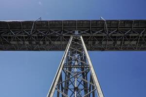 Porto, Portugal an Unusual view of Luis I Bridge over Douro River photo