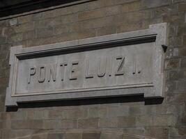 Porto, Portugal detail view of Luis I Bridge over Douro River photo