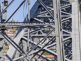 Porto, Portugal detail view of Luis I Bridge over Douro River photo