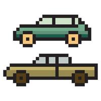 Car with pixel art style vector