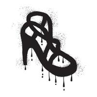 High heels with black spray paint graffiti vector