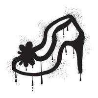 High heels with black spray paint graffiti vector