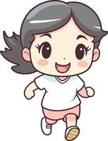 ilustración de un linda pequeño niña corriendo y sonriente. vector