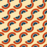 a pattern with blue and orange leaves vector