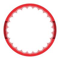 Simple Red Ornamental Round Sticker Plain Label Blank Background Seal Design vector