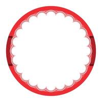 Simple Red Ornamental Round Sticker Plain Label Blank Background Seal Design vector