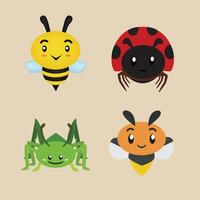 Cute Illustration of Garde Animas Bee, Ladybug, Grasshoppers and Fireflies vector