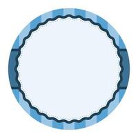 Simple Blue Plain Round Circle Background Design With Scalloped Edge And Stripe Ornament vector