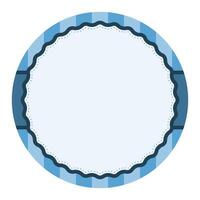 Simple Blue Plain Round Circle Background Design With Scalloped Edge And Stripe Ornament vector