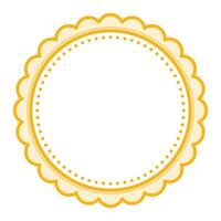 Simple Decorative Scalloped Yellow Circular Blank Frame Plain Border Design vector