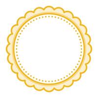 Simple Decorative Scalloped Yellow Circular Blank Frame Plain Border Design vector