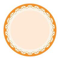 Simple Elegant Orange Circular Frame Decorated With Round Scalloped Lace Design vector